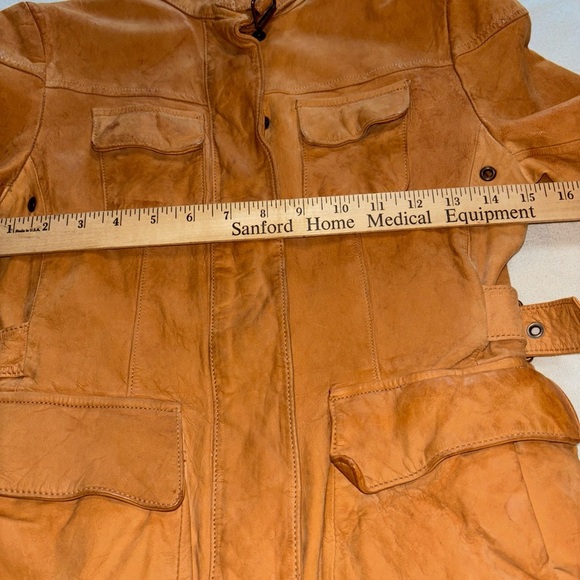 Banana Republic soft Leather Aviator Bomber Jacket Tan Juniors SzXS Y2K - Picture 16 of 16